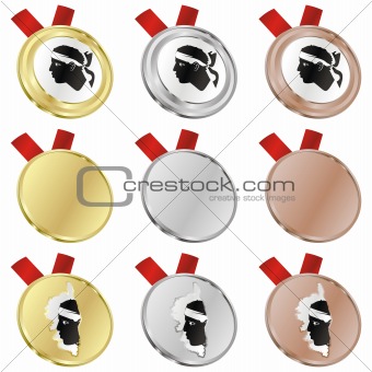 corsica vector flag in medal shapes