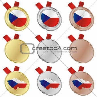 czech vector flag in medal shapes