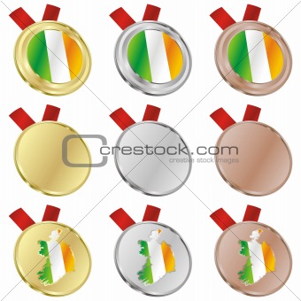 ireland vector flag in medal shapes