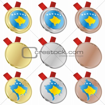 kosovo vector flag in medal shapes