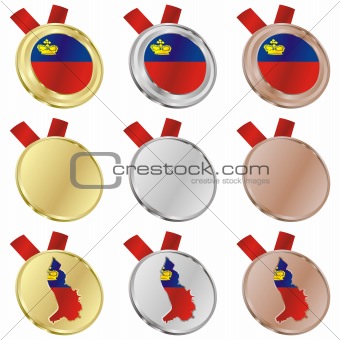 liechtenstein vector flag in medal shapes