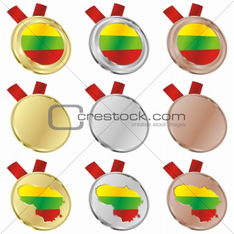 lithuania vector flag in medal shapes