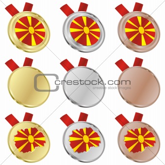 macedonia vector flag in medal shapes