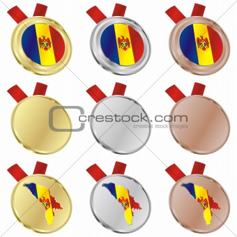 moldova vector flag in medal shapes