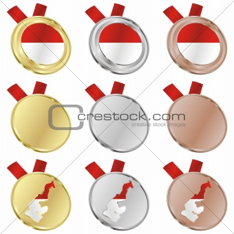 monaco vector flag in medal shapes