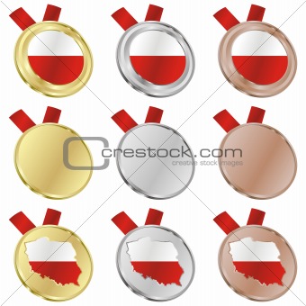 poland vector flag in medal shapes