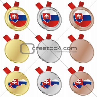 slovakia vector flag in medal shapes