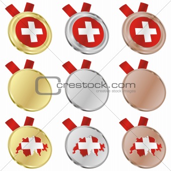 switzerland vector flag in medal shapes