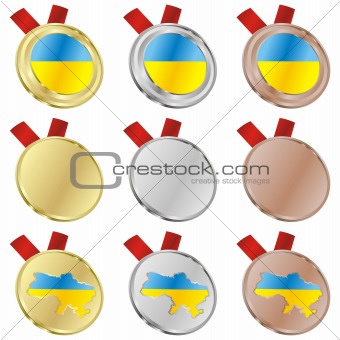 ukraine vector flag in medal shapes