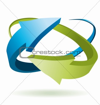 3D green and blue arrows