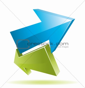 3D green and blue arrows