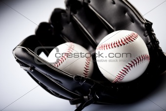 Leather glove with baseball