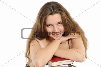 The young girl with long hair and the book