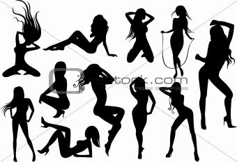 Female Stripper Silhouettes
