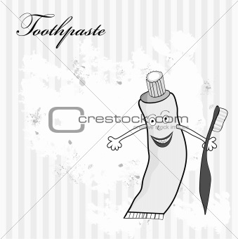 Retro stylized illustration with toothpaste 