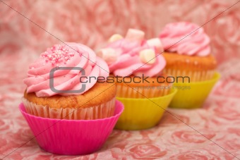 Vanilla cupcakes with strawberry icing