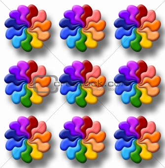 illustration of   rainbow flowers