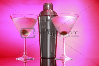Pink Martinis and steel shaker
