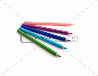 Coloured pencils isolated on white.