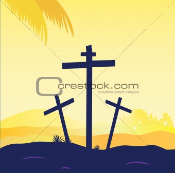 Jesus crucifixion - calvary scene with three crosses