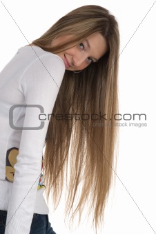Girl with long blond hair 