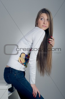 young girl with long blond hair 