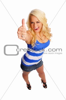 attractive young blonde woman on a  white background