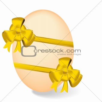 Realistic illustration by Easter egg with green bow - vector