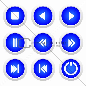 Music blue buttons set