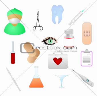 collection of  medical themed icons