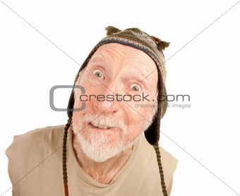 Senior man in knit cap