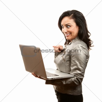Hispanic Woman with Laptop