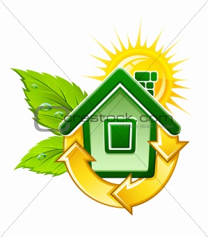 symbol of ecological house with solar energy
