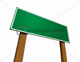 Blank Green Road Sign Isolated on White