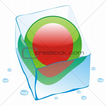 vector illustration of bangladesh button flag frozen in ice cube