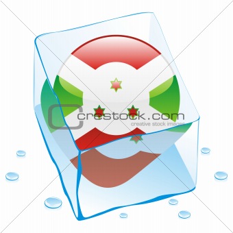vector illustration of burundi button flag frozen in ice cube