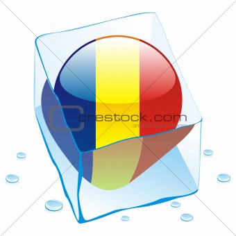 vector illustration of chad button flag frozen in ice cube
