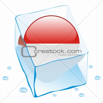 vector illustration of monaco button flag frozen in ice cube