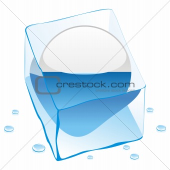 vector illustration of san marino button flag frozen in ice cube