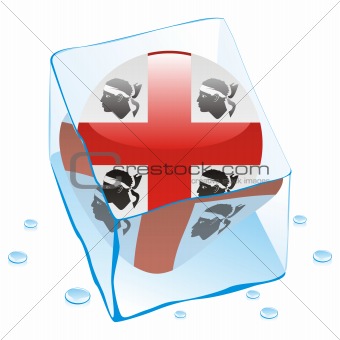 vector illustration of sardinia button flag frozen in ice cube