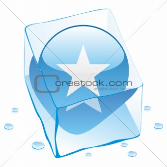 vector illustration of somalia button flag frozen in ice cube