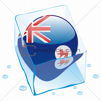 vector illustration of tasmania  button flag frozen in ice cube
