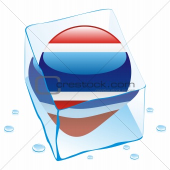 vector illustration of thailand button flag frozen in ice cube