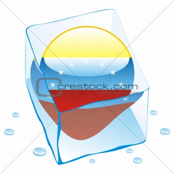 illustration of venezuela button flag frozen in ice cube