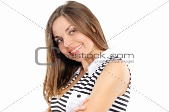 Positive young woman smiling