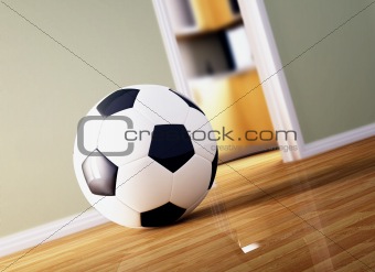 soccer ball on wood floor