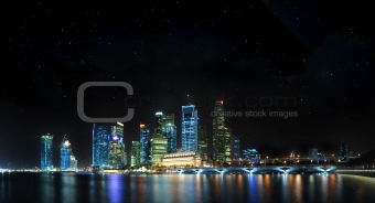 Singapore Panoramic with stars