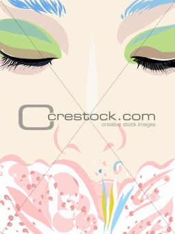 A close up of a woman smelling a flower