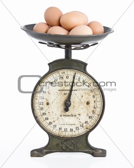 eggs on an old scale set