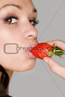Model with strawberry